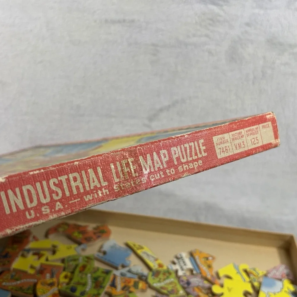 VINTAGE Victory Plywood Jig Saw Puzzle Industrial Life in United States Map